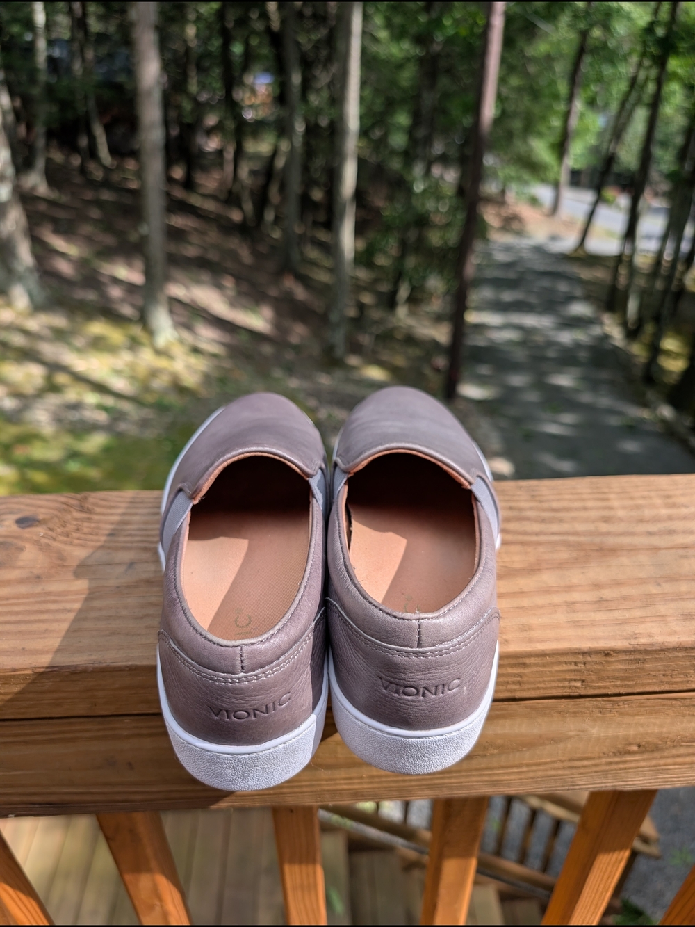 Vionic Slip-On Leather Sneakers in Taupe - Picture 3 of 6